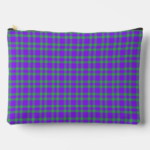 Purple Green Plaid Pattern Large Accessory Pouch