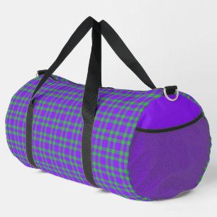 Purple Green Plaid Pattern Large Duffle Bag