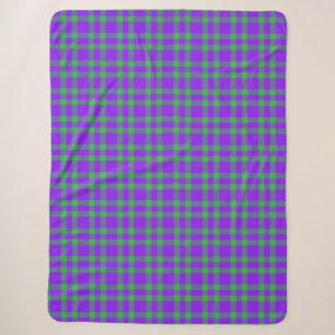 Purple Green Plaid Pattern Sherpa Blanket