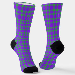 Purple Green Plaid Pattern Socks