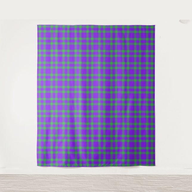 Purple Green Plaid Pattern Tapestry (Front)