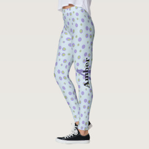 Purple Green Polka Dot Personalised Apparel Leggings