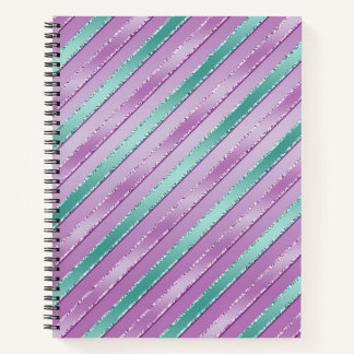 PURPLE & GREEN RIBBON LOOK PATTERNS NOTEBOOK