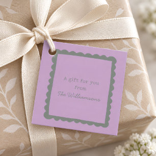 Purple Green Scalloped Frame Custom Family Gift Favour Tags