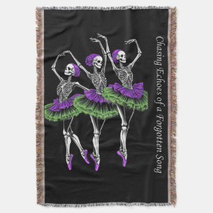 Purple Green Skeleton Ballerina Tumbler  Throw Blanket