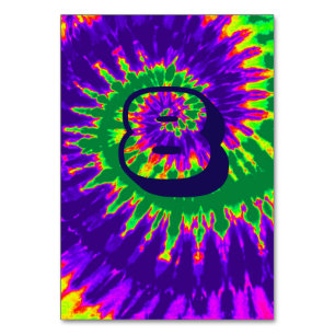 Purple & Green Spiral Tie Dye Wedding Table Eight Number