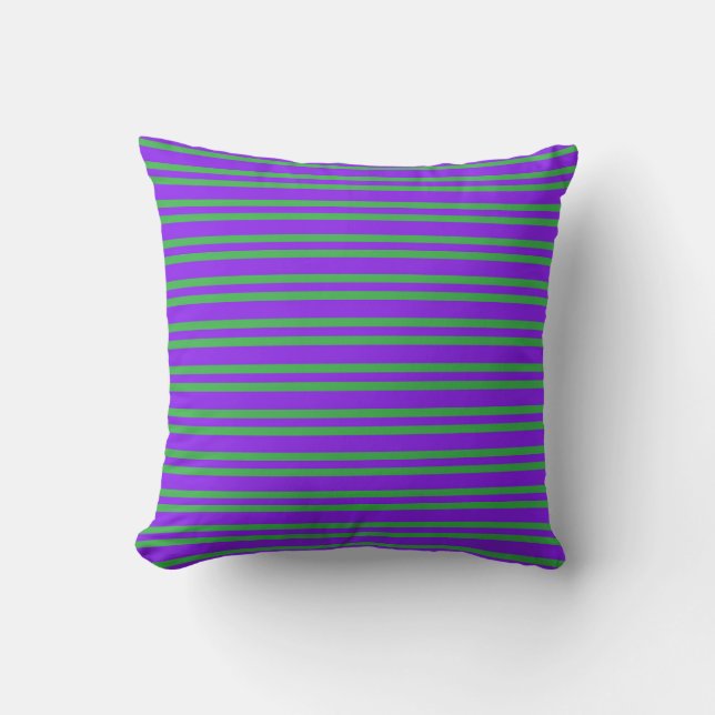 Purple Green Stripes Seamless Pattern Cushion (Front)