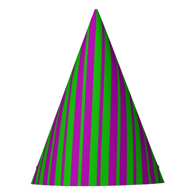 Purple Green Stylish Stripes Pattern Design  Party Hat (Front)