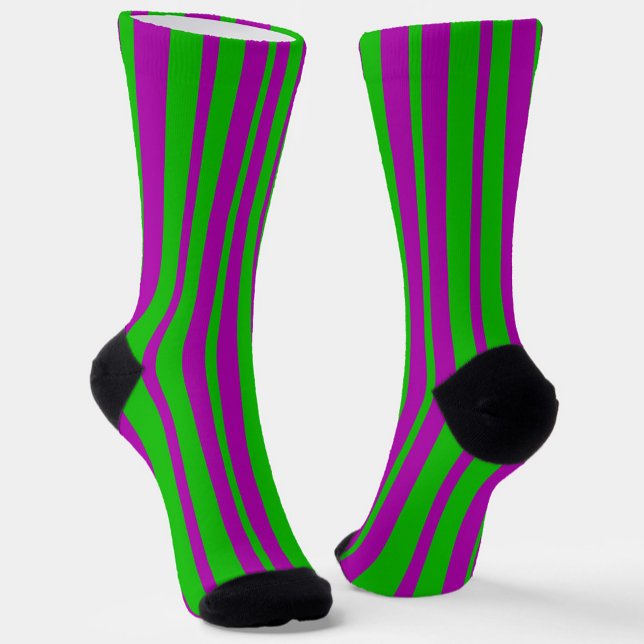 Purple Green Stylish Stripes Pattern Design  Socks (Creator Uploaded)