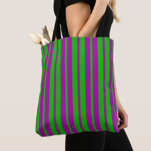 Purple Green Stylish Stripes Pattern Design Tote Bag