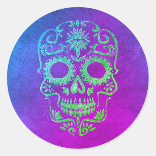 Purple & Green Sugar Skull/Day of the Dead Sticker