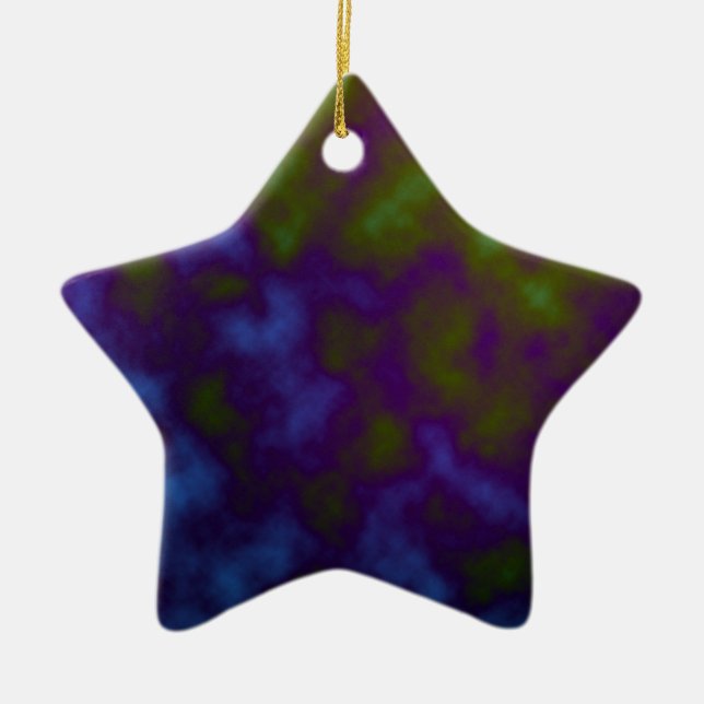 purple green tie dye art ceramic tree decoration (Front)