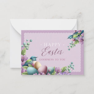 Purple Green Vintage Floral Easter Card