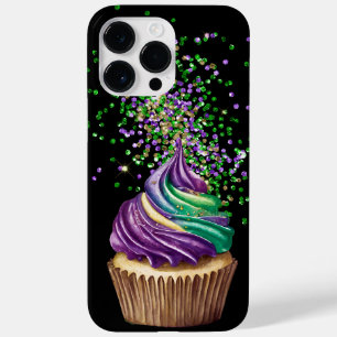 PURPLE & GREEN WATERCOLOR MARDI GRAS CUPCAKE Case-Mate iPhone 14 PRO MAX CASE