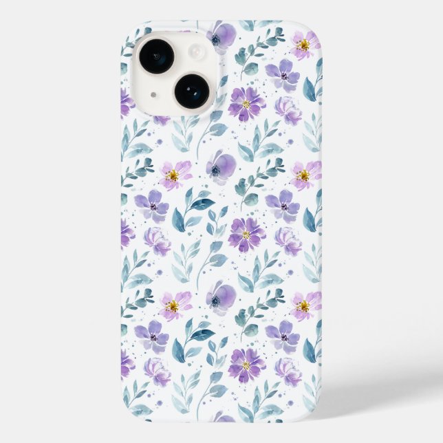 Purple Green Watercolor Wildflower Case-Mate iPhone Case (Back)