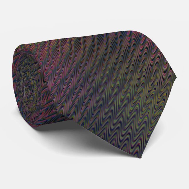Purple Green Wavy Neck Tie (Rolled)