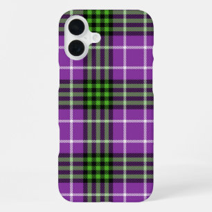 PURPLE GREEN WHITE HALLOWEEN PLAID PATTERN iPhone 16 PLUS CASE