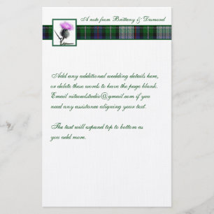 Purple, Green, White Tartan and Thistle Stationery