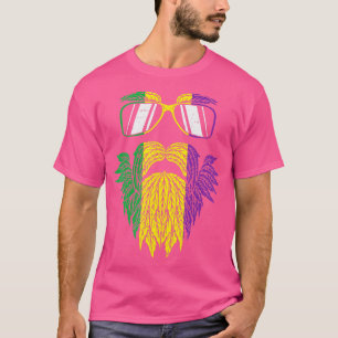 Purple Green Yellow Hipster Beard Mardi Gras Carni T-Shirt