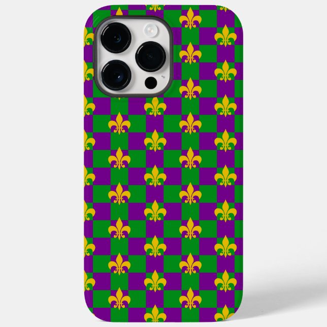 PURPLE GREEN YELLOW MARDI GRAS PATTERNS Case-Mate iPhone CASE (Back)
