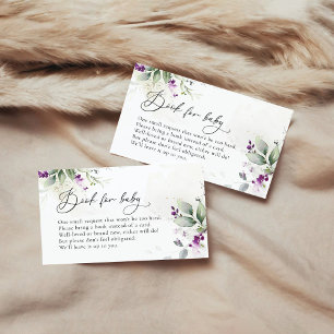 Purple Greenery Books For Baby Enclosure Card