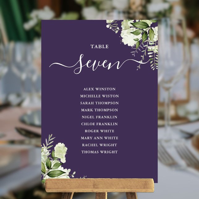 Purple Greenery Floral Seating Plan Table Number (Purple Greenery Floral Seating Plan Table Number)