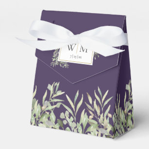 Purple Greenery Foliage Monogram Wedding Favour Box