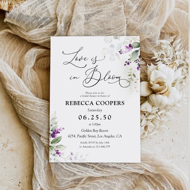 Purple Greenery Lavender Bridal Shower Invitation (Creator Uploaded)
