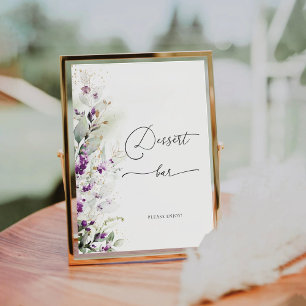 Purple Greenery Lavender Dessert Bar Sign