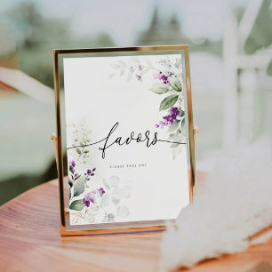 Purple Greenery Lavender Favours Sign