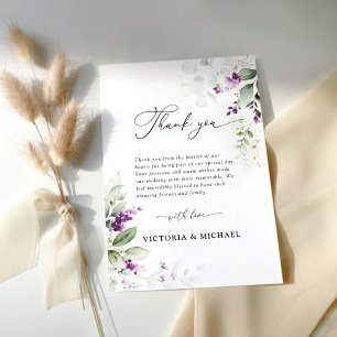 Purple Greenery Lavender Flat Thank You Card