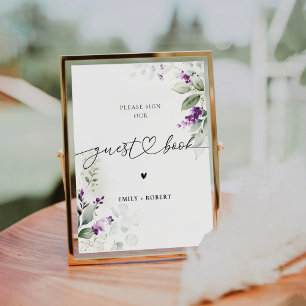 Purple Greenery Lavender Guest Book Sign