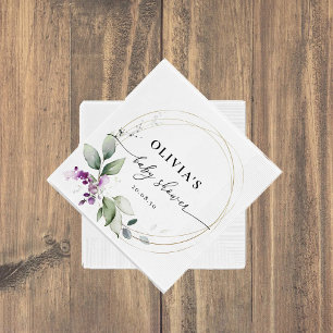 Purple Greenery Lavender Paper Napkins
