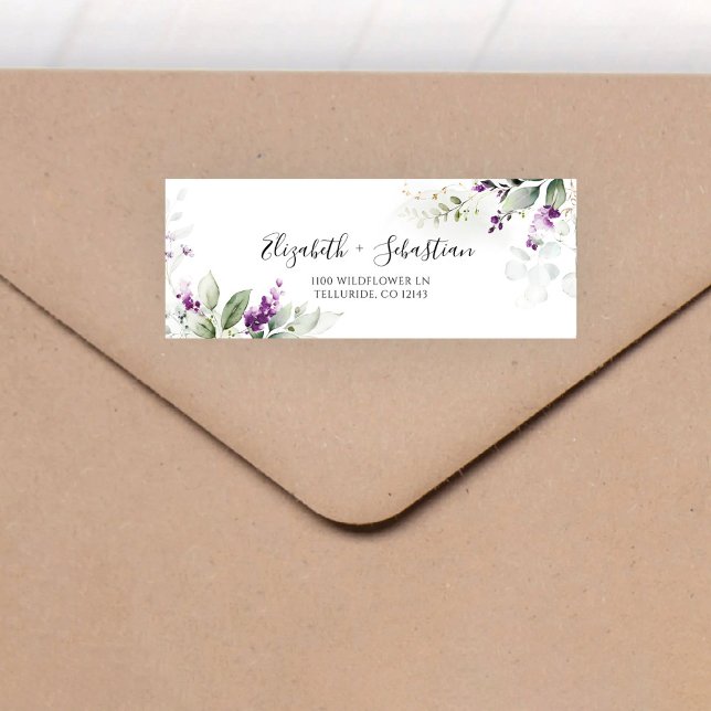 Purple Greenery Lavender Return Address Label (Creator Uploaded)