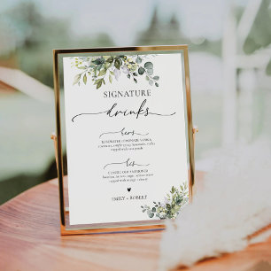 Purple Greenery Lavender Signature Drinks Sign