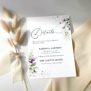 Purple Greenery Lavender Wedding Enclosure Card