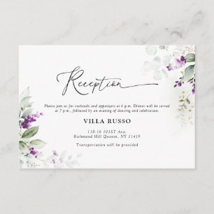 Purple Greenery Lavender Wedding Enclosure Card