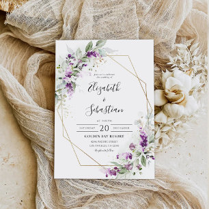 Purple Greenery Lavender Wedding Invitation