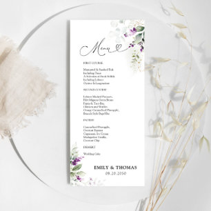 Purple Greenery Lavender Wedding Menu
