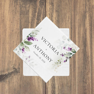 Purple Greenery Lavender Wedding Napkins
