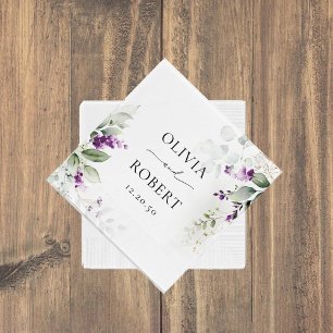 Purple Greenery Lavender Wedding Napkins