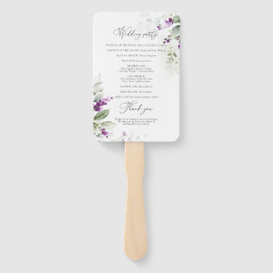 Purple Greenery Lavender Wedding Program Hand Fan