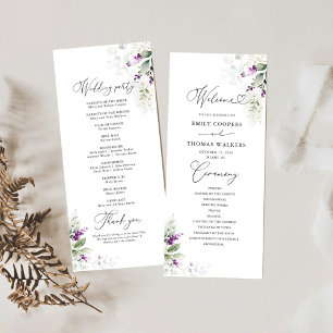 Purple Greenery Lavender Wedding Program Programme