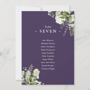 Purple Greenery Seating Plan Table Number