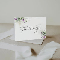 Purple Greenery Thank You Card