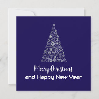 Purple greeting card Merry Christmas New Year tree