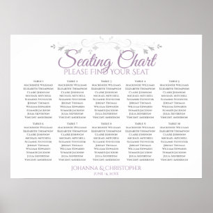 Purple & Grey 10 Table Wedding Seating Chart