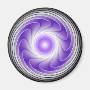 Purple Grey 3D Swirl Modern Abstract Fractal Art Magnet