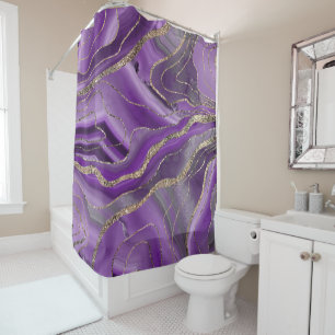 Purple Grey Agate Gold Glitter Glam #1 Shower Curtain