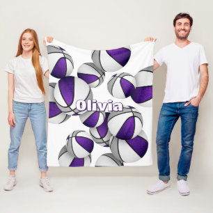 purple grey basketball team colours sports decor fleece blanket